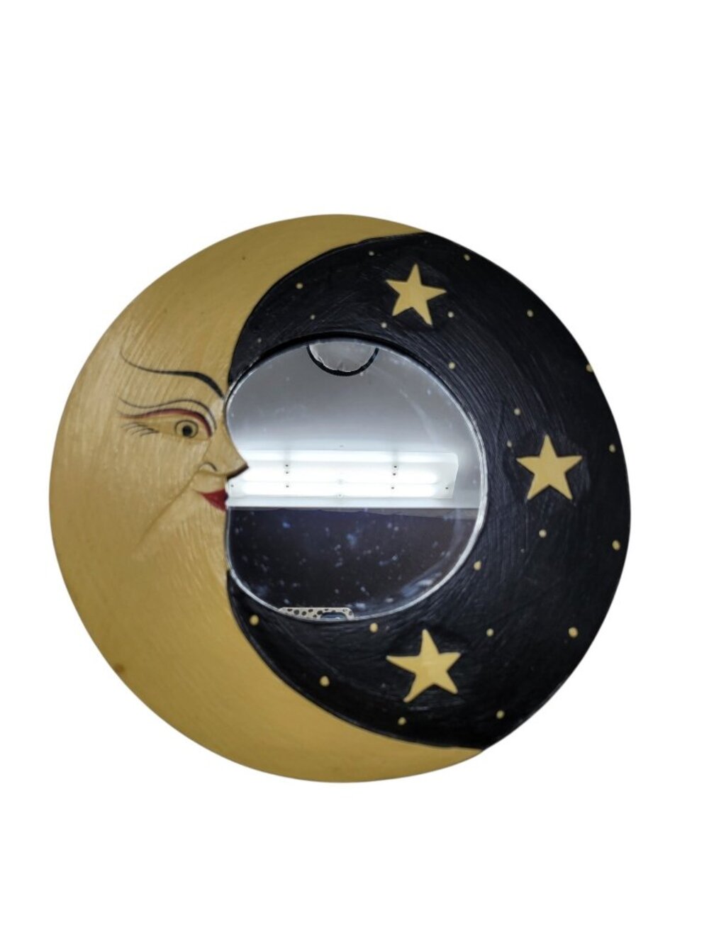 Vintage 90s Celestial Moon Stars Whimsy Mirror Decor Whimsigoth 12" Folk Art